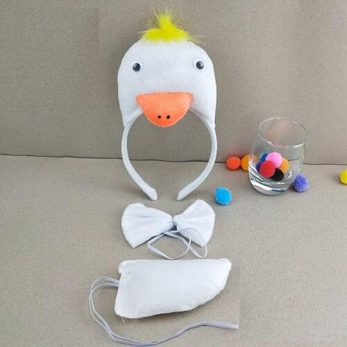 Adults Boy Girl Animal White Duck Headband Bow Tie Tail Cosplay Costume Party Halloween Christmas