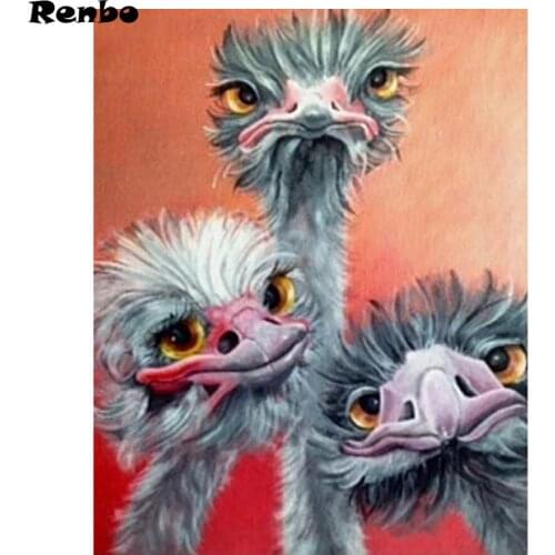 Full Square/round 5D DIY Diamond Painting Cross Stitch Mosaic Ostrich pattern Embroidery Rhinestones Decorative New Year gifts