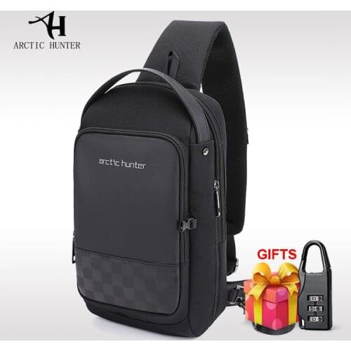 ARCTIC HUNTER Casual Shoulder Crossbody Bag for Man USB Charging Chest Pack Fit 9.7 Inch Ipad Waterproof Bags Men Messenger Bag