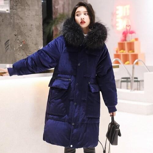 2020 Womens Winter Down Jacket Long Coat Big Fur Collar Fashion Warm Jackets for Women Chamarras De Mujer KJ731