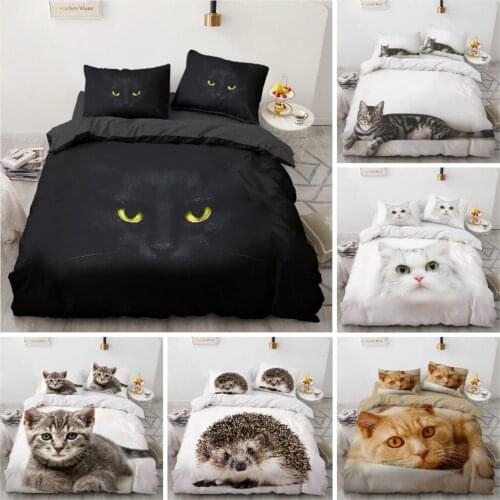 Luxury 3D Digital cat Bedding Set,Duvet Cover & Pillowcase,Popular Style2/ 3PCS Suit.(No padding No sheet)