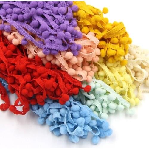 20 Yards/Lot 17 Colors 10MM Pom Pom Trim Ball Fringe Ribbon DIY Sewing Accessory Lace cords For Home Party Decoration