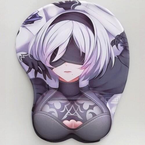 NieR: Automata 2B Bottom Anime 3D Soft Breast Chest with Wrist Rest Cartoon Pad Sexy Hip Mouse Mat Silicone Wrist Gel Mousepad