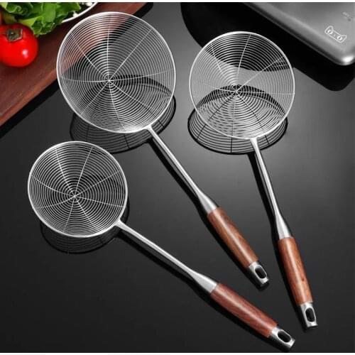 Stainless Steel Skimmer Strainer Colander Pot Fried Filter Mesh Deep Fryer Oil Frying Scoop Noodles Sieve Kitchen Tools Cookware