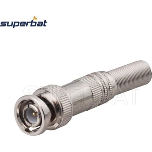 Superbat 10pcs 50 Ohm BNC Plug Male,Straight Crimp Coaxial Connector for Cable RG59