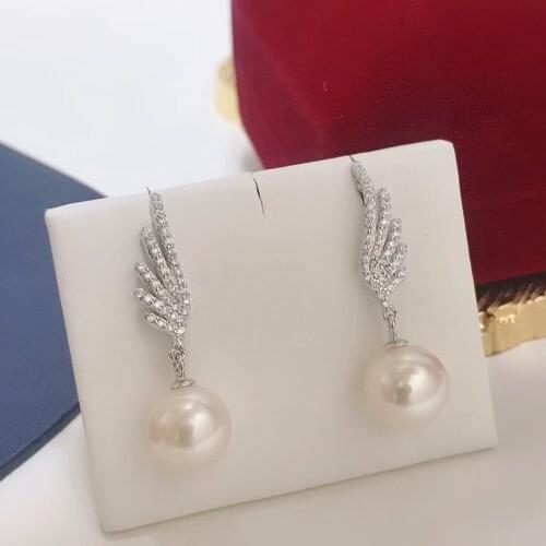 Angel Wing 925 Sterling Silver Earrings Findings Settings Base Mountings Parts Mounts for Pearls Agate Crystal Stones Beads