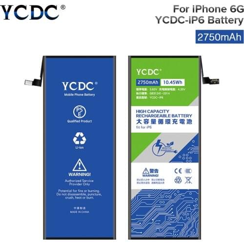 YCDC For iPhone 6 Plus 6Plus Battery High Quality Real capacity 3.82V 2750mAh Lithium Polymer Mobile Phone Batteries