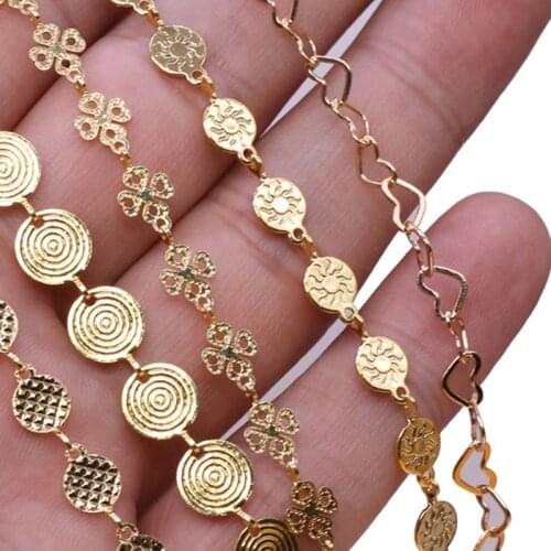 Gold Chain Heart Shape Link Copper Chains DIY Trending Jewelry Findings for Necklace Bracelet Making Supplies 1 Meter