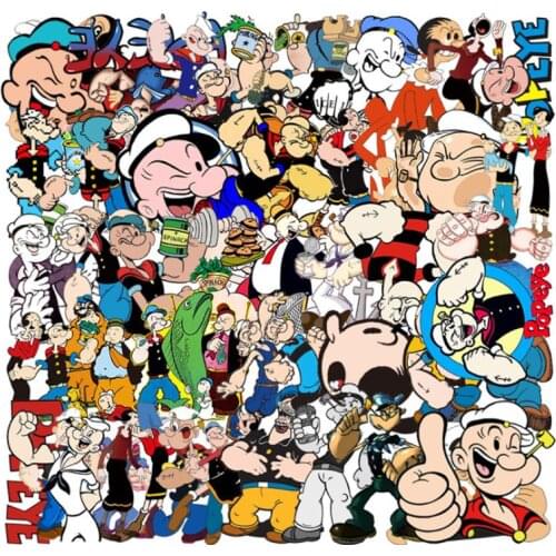 10/30/50Pcs/Set Cartoon Popeye Graffiti Waterproof Skateboard Travel Suitcase Phone Laptop Luggage Stickers Cute Kids Girl Toys