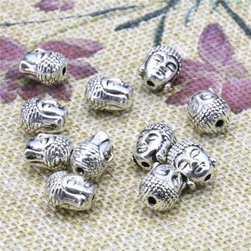 10PCS Buddha Head Shaped Lucky Bracelet DIY Loose Copper Beads Finding Accessories Parts Crafts New Jewelry Making Design 8x10mm