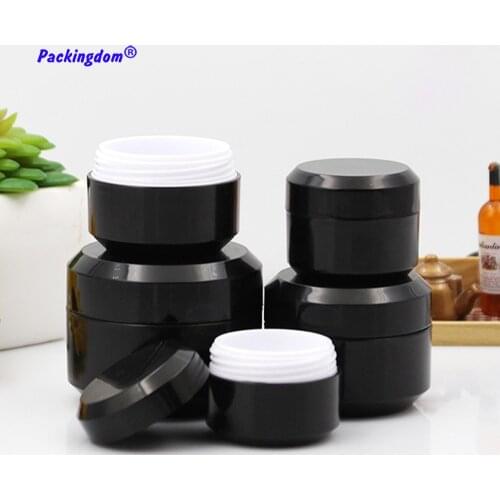 10pcs Plastic Jar Black Empty Cosmetic Container Double Wall Cream Sample Packaging Pots Inner White Tin 5ml 10ml 15ml 30ml