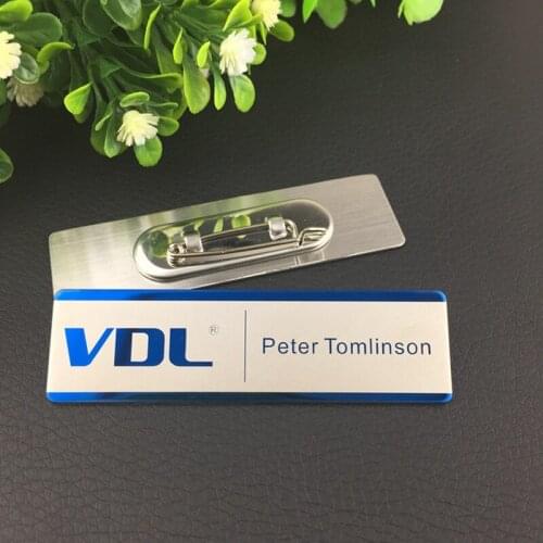 14pcs custom 70X20mm name tag badge laser magnet badge logo metal with metal stainless steel plate officer badge