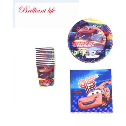 40/60 pcs Blaze And The Monster Machines Kids Favor Birthday Party Decoration Disposable Cup Plate Napkin Baby Shower Tableware