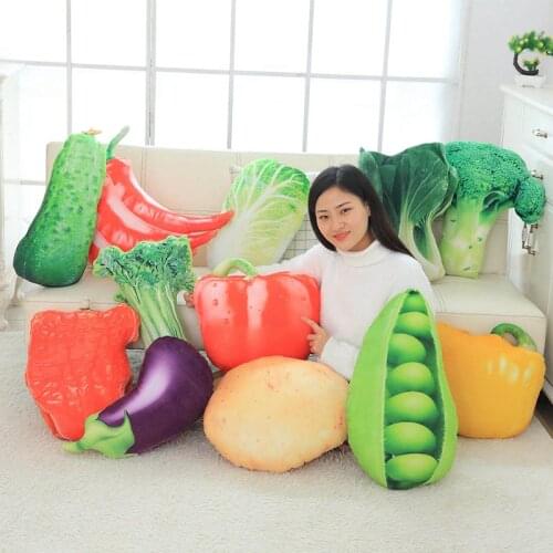 40-60CM Simulation Vegetable Plush Toy Bedroom Sofa Pillow Cushion Cute Dolls Potato Broccoli Cabbage Pea Pepper Creative Home