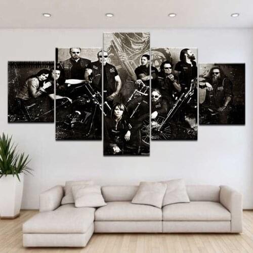 5Panel HD Printed Sons of Anarchy TV series wall posters Print On Canvas Art Painting For home living room decoration