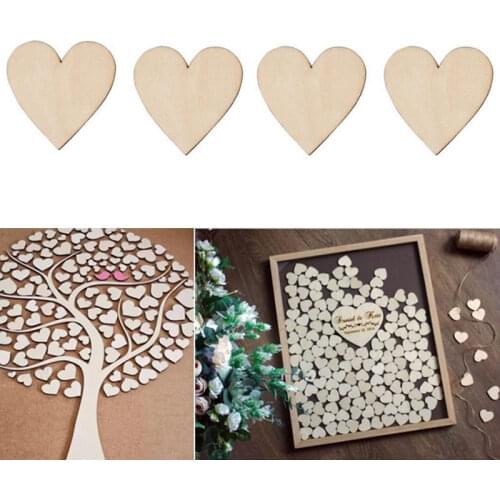 50Pcs Wooden Love Heart shapes Laser Cut Embellishments Crafts Decor 40mm Love painted wood chips Birthday Party Decoration Hot