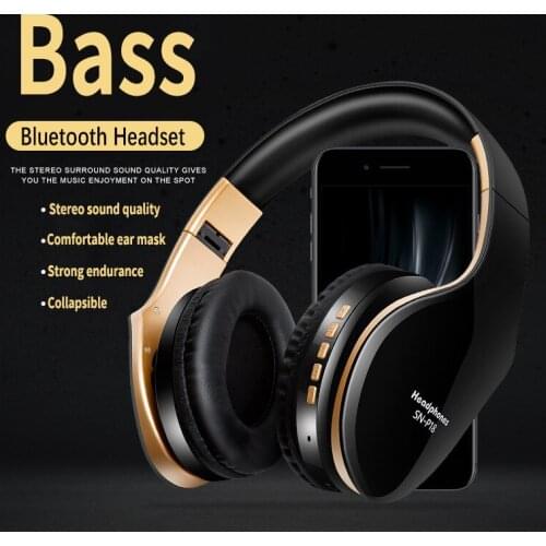 Wireless Bluetooth Headphones Noise Cancelling Headset Foldable Stereo Bass Sound Adjustable Earphones With Mic For PC All Phone