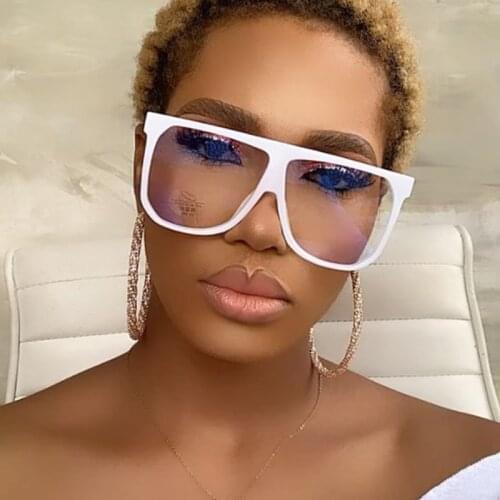 Oversized Square Designer Glasses White Womens Spectacle Frames Decorative Glasses Transparent Clear Plastic Frame Eyeglasses