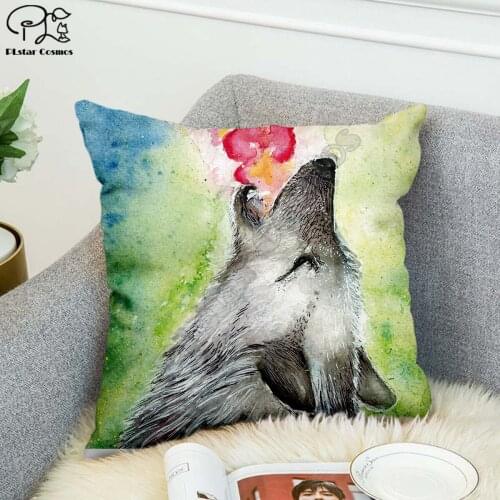 Funny Animal Wolf 3D printed Pillow Case Polyester Decorative Pillowcases Throw Pillow Cover Double-sided printing style-2