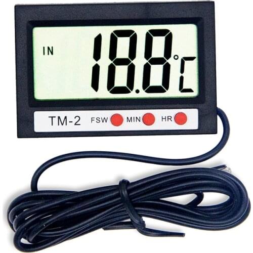 LCD Digital Temperature Meter Home Indoor Outdoor Water Refrigerator Thermometer Weather Station with Clock