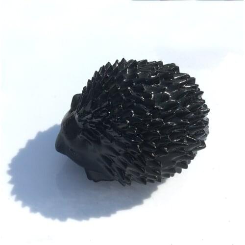 Natural Carving Obsidian Hedgehog Figurine Quartz Crystal Hedgehog Animal Statue Crafts Healing Crystal Stone Home Decoration