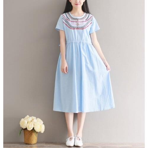 Hot Sale Cotton Linen Maternity Dresses embroidery Clothes Pregnant Dress Top Clothes For Pregnant Women Summer Fashion2017 New