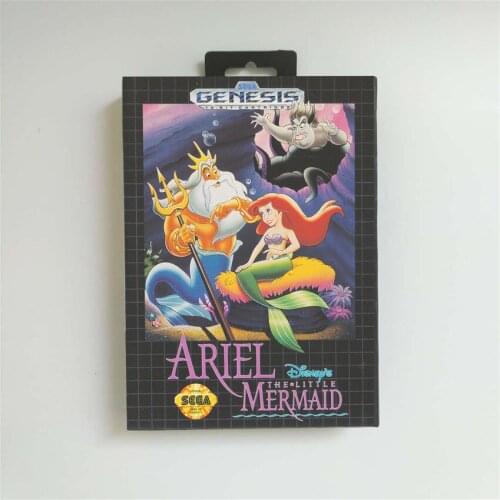 Ariel The Little Mermaid - USA Cover With Retail Box 16 Bit MD Game Card for Sega Megadrive Genesis Video Game Console