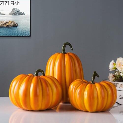Simulation Pumpkin Decorative Ornaments Office Study Desktop Decor Artificial Fruit Crafts Resin Statue European Home Decoration