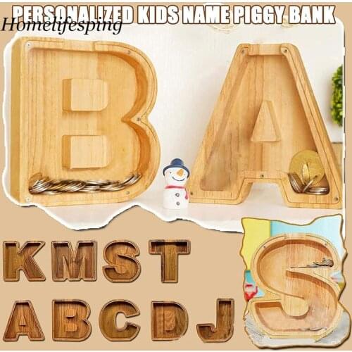 JINGWAN Wooden Piggy Banks For Money