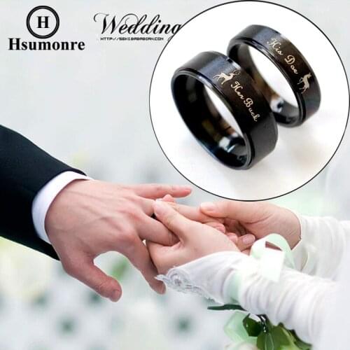 Promise Rings Her Buck His Doe Engraved Couple Rings Matching Ring Sets Engagement Wedding Bands Valentine Gift Stainless Steel