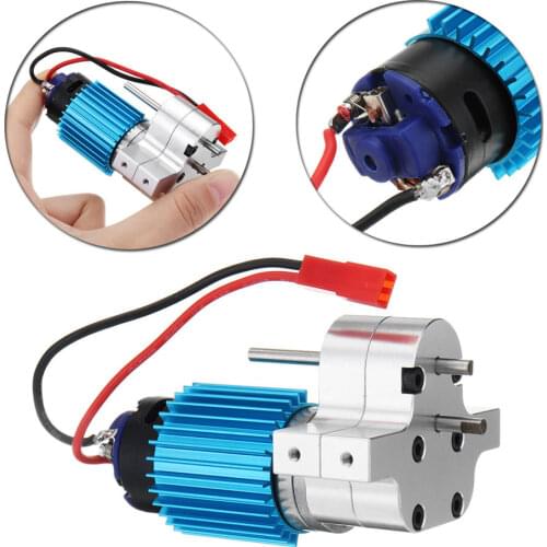 Speed Change Gear Box Metal Gearbox with 370 Brush Motor Anodizing Treatment for Heatsink and Mount Base for WPL 1633 RC Car