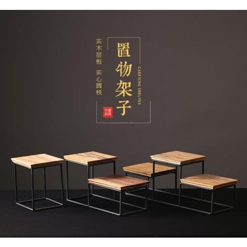 Creative Solid Wood Antique Shelf Square Table End Table Shelf Porch Sitting Room Base Decoration Handicraft