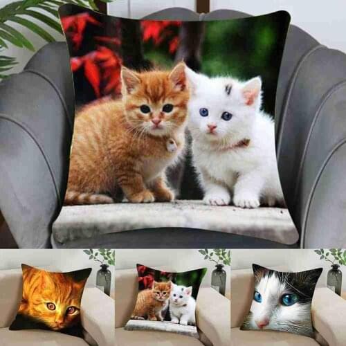 Square Cats Cushion Covers Cute Pattern For Home Hotel 45x45cm Home Decorative Cover Cushion Modern Car Fashion Pillowcases Y2Y3