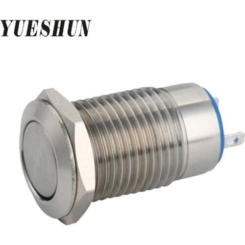 12mm Metal Waterproof Switches High Head Electrical Equipment Momentary Stainless Steel Push Button Switch