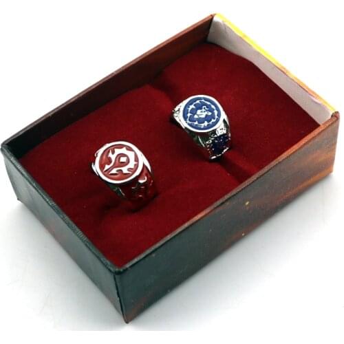 2pcs World Of Warcraft Alliance Horde Theme Metal Ring in box Free shipping