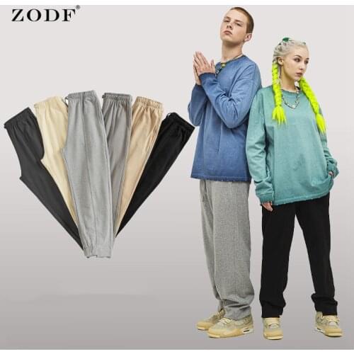 ZODF Trendy Men Autumn Winter Loose Cotton Sweatpants Solid Hip Hop Unisex Casual Basic Brand Pants Streetwear HY0232