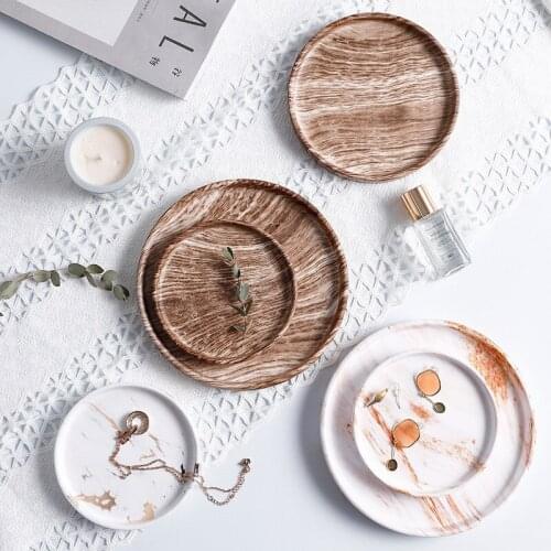 Marbled Ceramic Storage Tray Jewelry Display Plate Cosmetic Organizer Desktop Sundries Tray Garden Flower Pot