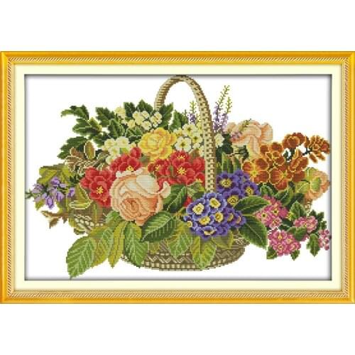 The basket of flowers Canvas Cross Stitch set Home Decore 11CT Fabric 14CT Canvas DMC Embroidery Needlework Cross-stitch Kit