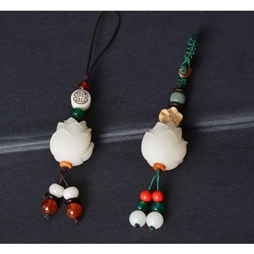 New Buddhist Keychain Carved Bodhi Lotus Flower Keyring Spiritualist Car Key Ring Gift For Friend MEN WOMEN fashion llaveros