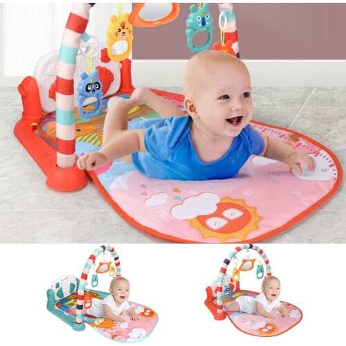 New Infant Fitness Mat Pedal Piano Comfortable Interactive Fitness Rack With Music And Lights Musical Baby Crawling Play Mat