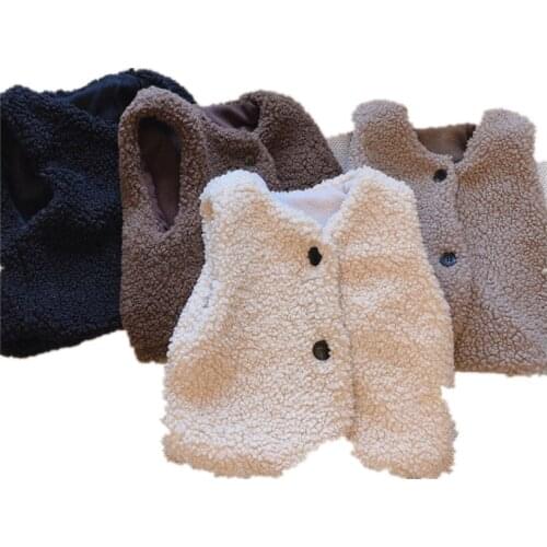 Baby boys and girls sprig autumn Lamb wool vest kids casual loose top short waistcoat