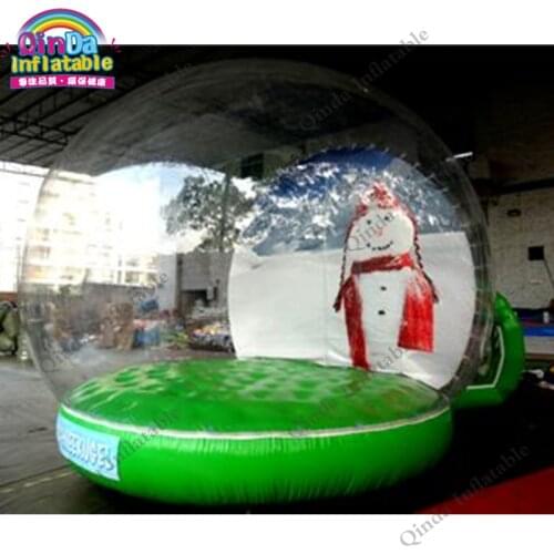 Christmas advertising product inflatable snow tube tent, inflatable transparent snow ball with 2m entrance
