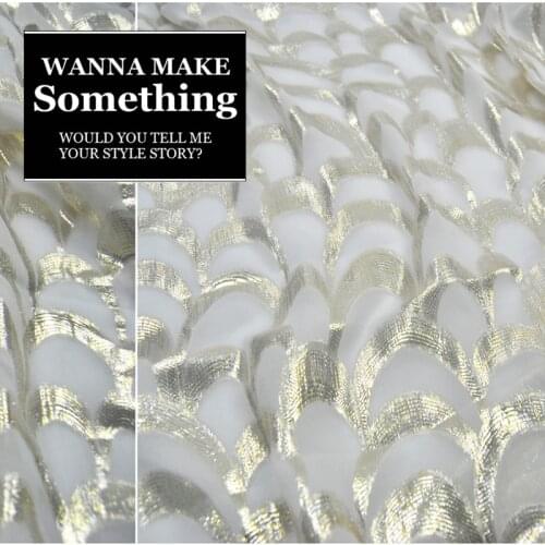 LEO&LIN Fish Scale White Black Silk Woven Gold Georgette Chiffon Silk Clothing Fabric DIY Patchs Sewing