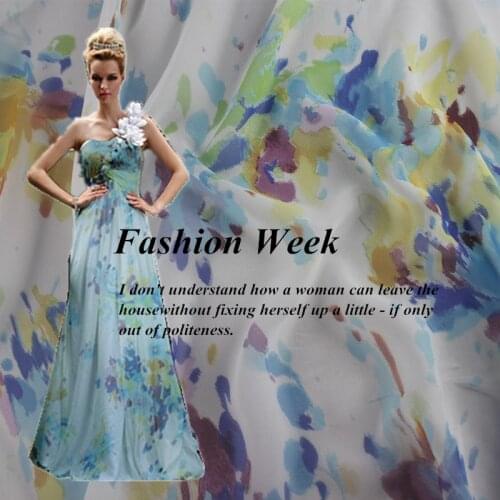 2017New 140cm wide 8mm 100% silk Georgette spring and summer printing abstract silk fabric light yarn skirt fabric