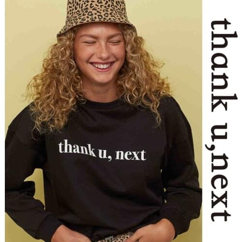 Singer Ariana Grande Thank U Next Women Harajuku Sweatshirt Spring Autumn Cotton Pullovers Hip Hop Crewneck Long Sleeve Hoody