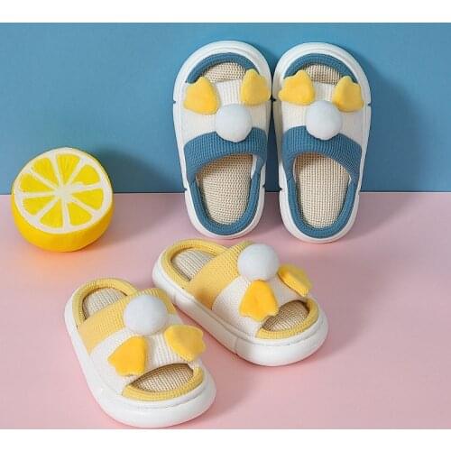 Childrens Hemp Slippers For Boys Girls Soft Bottom Anti-slip Indoor Home Shoes Kids Breathable Linen Slippers Flat Shoes