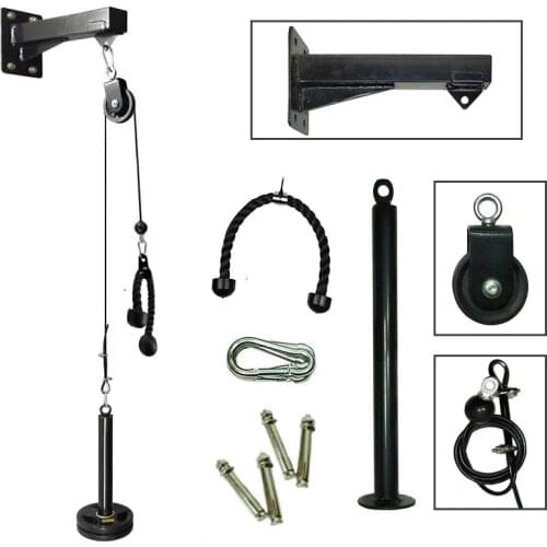 Gym Wall Mounted Fitness DIY Pulley Cable Machine Blaster Trainer With Pulley Attachments Biceps Triceps Workout Pull Down Rope