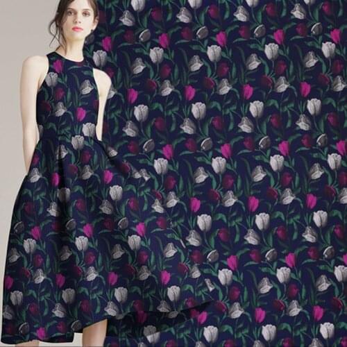 The tulip French imported fashion stereo jacquard fabric for dress coat tissu au metre telas tissus tela fabrics christmas DIY