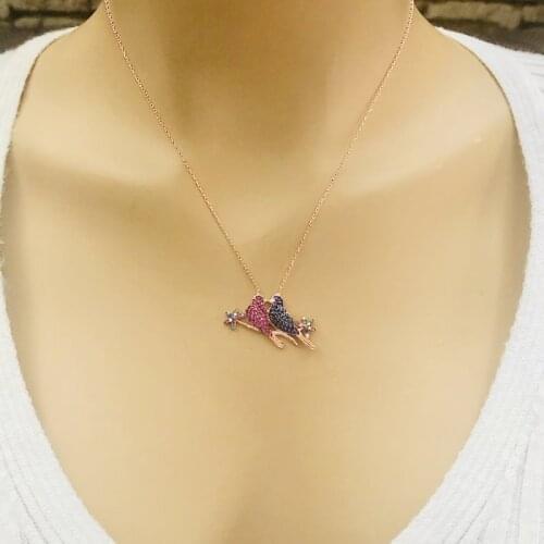 Dear Birds 925 Sterling Silver Necklace Women Girls Gift Jewelry Accessories Fashion Handmade Elegant Chain