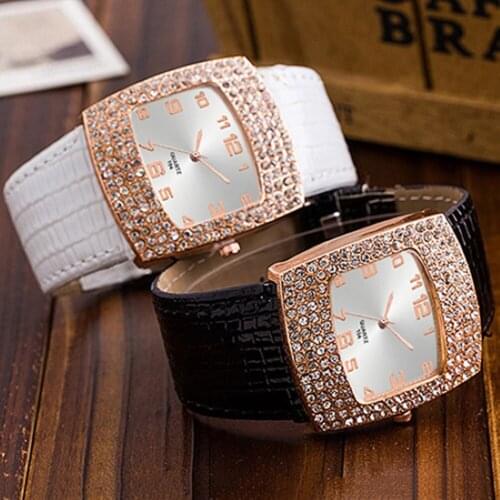 Crystal Wristwatch Pu Leather Watch Quartz Fashion Gogoey Wristwatch Analog Rhinestone Luxury High Quality Ladies Mujer Relojes